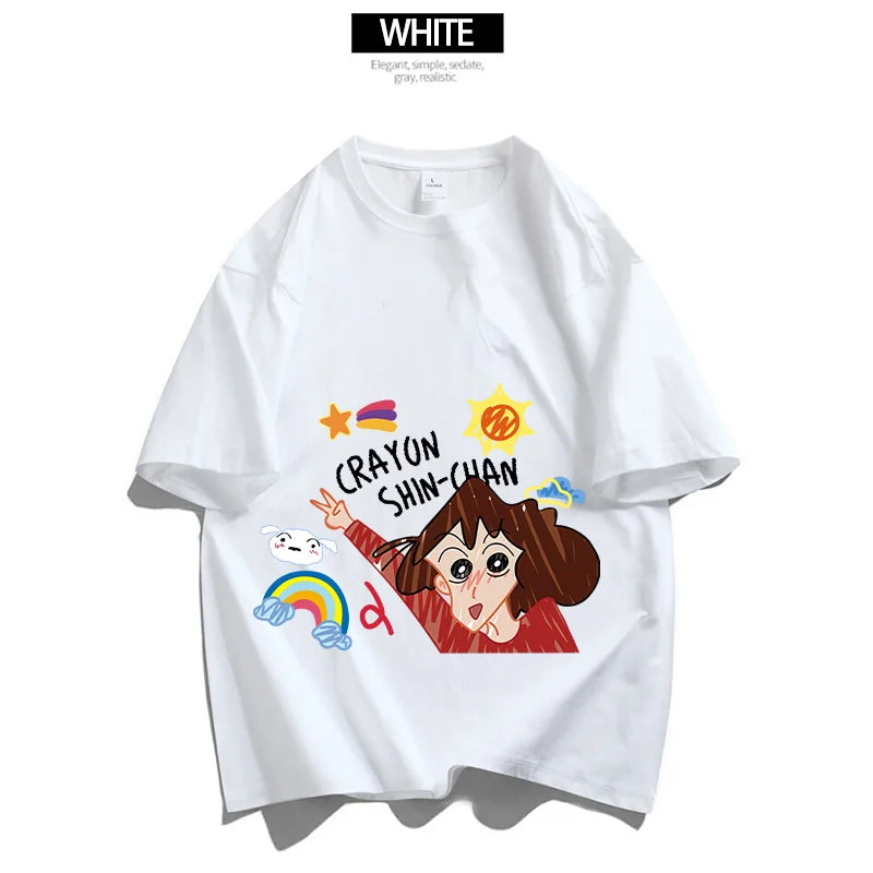 Crayon Shin-chan Dad Mom T-Shirt Kids Tops Adults Boy Girl Summer Parent-Child Clothes T-Shirt Family Partner Look Anime Gift