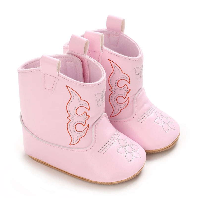 Winterstiefel für Babys, Jungen und Mädchen, 0–12 Monate, Western-Denim, Lauflernschuhe, warm, lässig, modisch