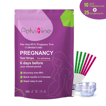 PELVIFINE Home LH & HCG Teststreifen-Set 25 Ovulations- & 10 Schwangerschaftsteststreifen Früherkennungs-HCG-Test für Fruchtbarkeit bei Frauen