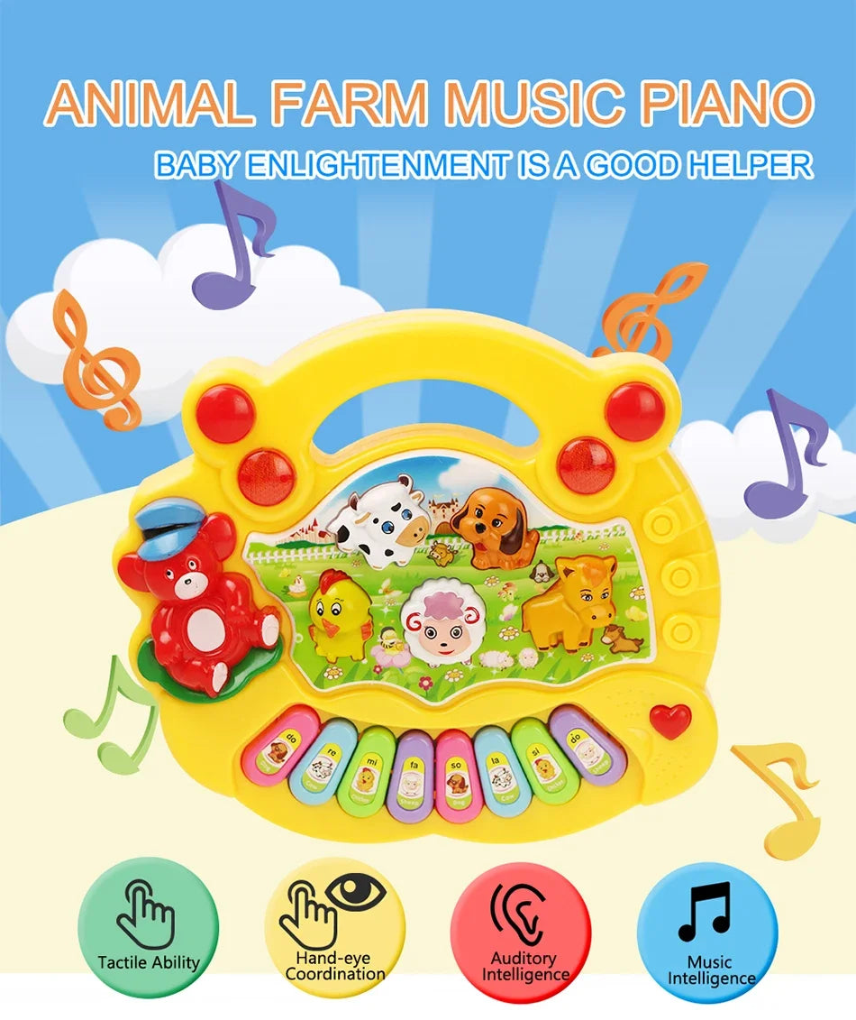 Kinder Cartoon Klavier Tastatur Spiel mit Tier Sounds Blinklicht Musik Baby Instrument Musik Spielzeug Pädagogisches Spielzeug Kinder Geschenke