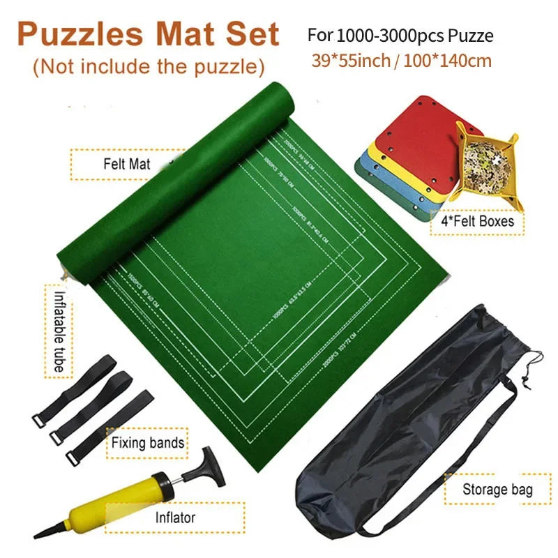 Professionelle Puzzle-Rollmatte, Decke, Filzmatte, bis zu 1500/2000/3000 Teile, Zubehör, Puzzle, tragbare Reise-Aufbewahrungstasche