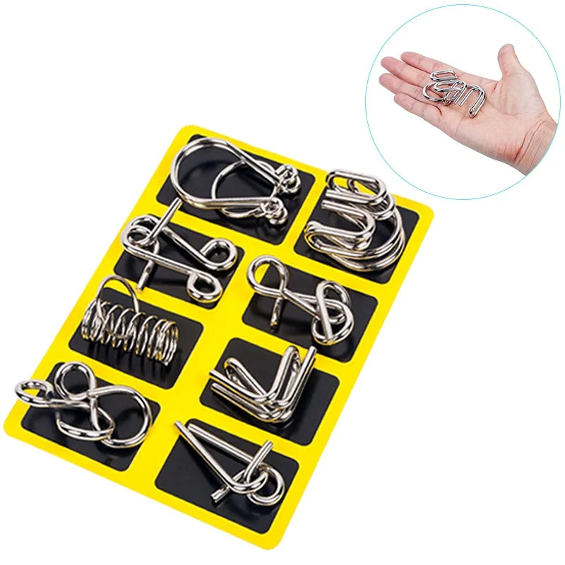 8 Teile/satz Metall Montessori Puzzle Draht IQ Geist Gehirn Teaser Puzzles Erwachsene Interaktive Spiel Reliever Pädagogisches Spielzeug