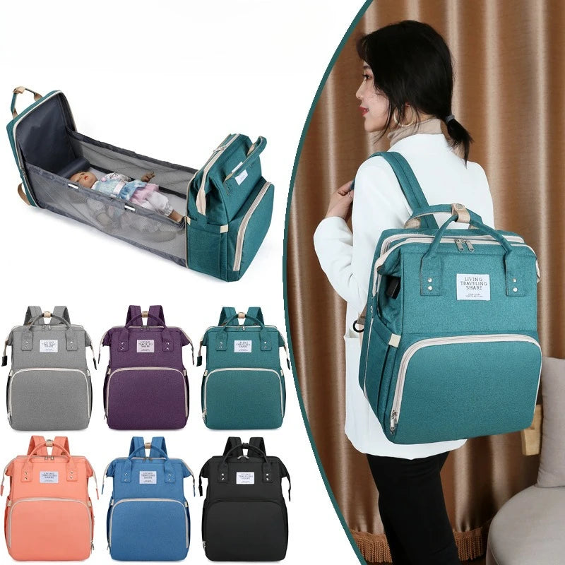 Mama Wickeltaschen Babybett Mutter Große Kapazität Windel Milchflasche Rucksäcke mit Wickelunterlage Praktische Baby-Stilltaschen Geschenk