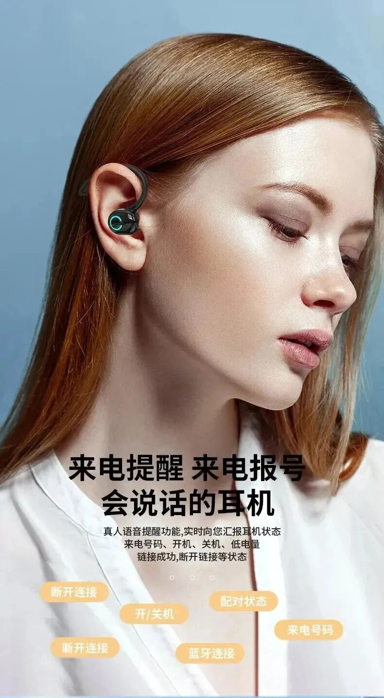 Bluetooth 5.2 Wireless Headset Einzelne Ohrbügel Ohrstöpsel Ultra Lange Akkulaufzeit Business Kopfhörer Handy Kopfhörer Ohrhörer