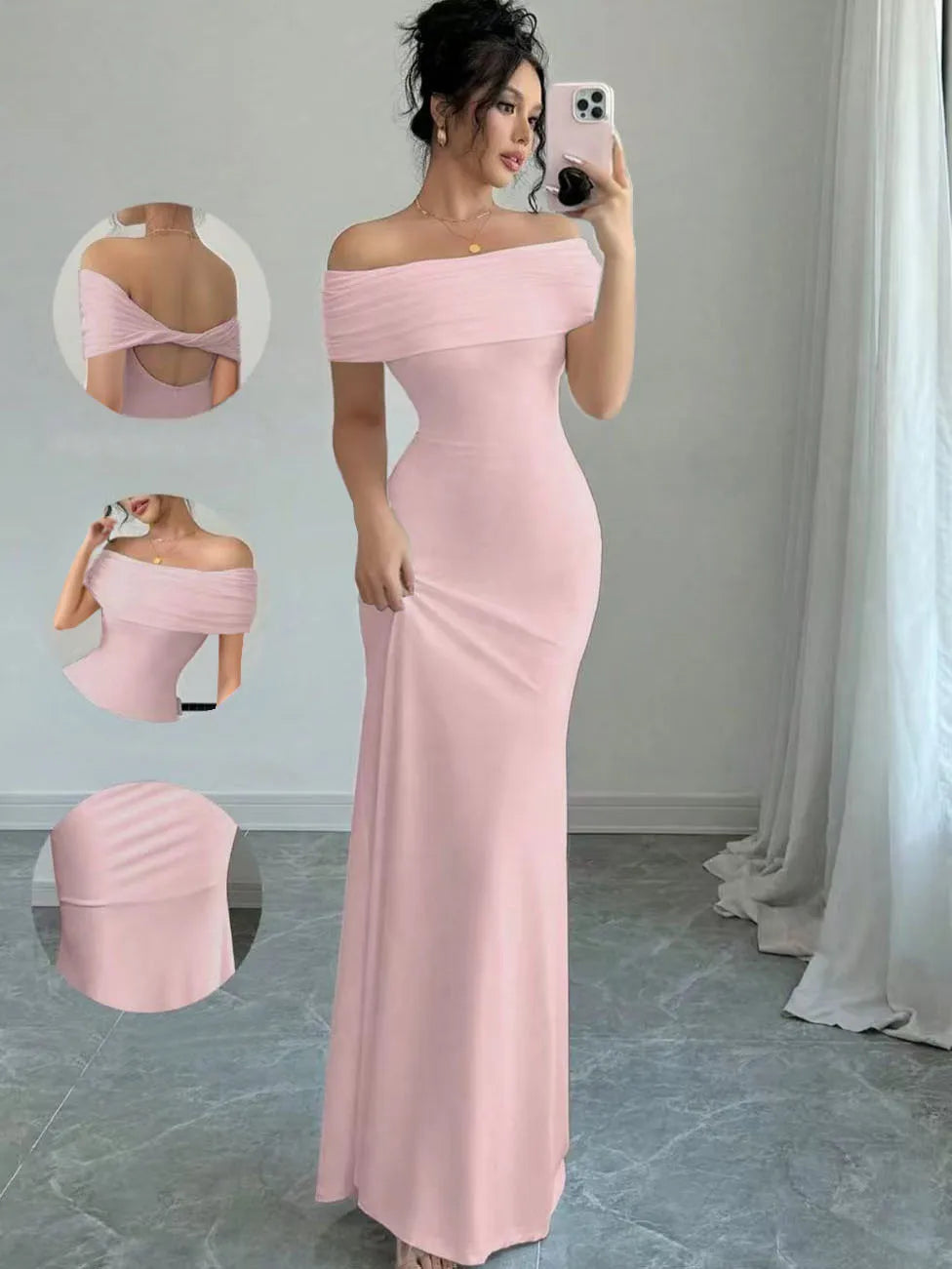 Schulterfreies Partykleid, ärmelloses, sexy, figurbetontes Midikleid für Damen, elegantes Bandage-Cocktailkleid für den Ausgehen