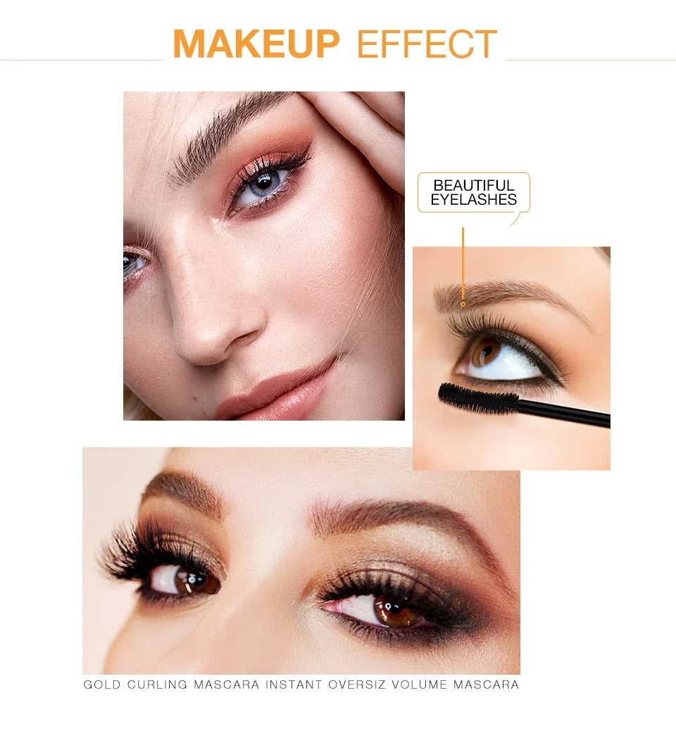 3D Mascara Verlängerung Schwarz Wimpern Wimpern Verlängerung Wimpern Pinsel Schönheit Make-Up Langlebige Gold Farbe Mascara