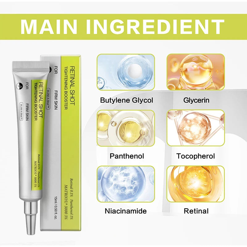 Retinol Shot Augencreme Anti-Aging-Augenserum für Augenringe Falten Feuchtigkeitsspendende Essenz Straffende Behandlung Sanftes Vitamin-C-Serum