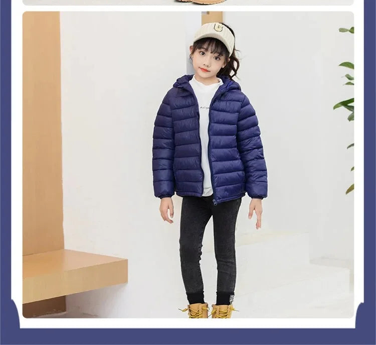 Herbst Winter Teen Jungen Mädchen wärmen Daunen jacke Kinder Baumwolle Oberbekleidung neue Mode Kapuze Reiß verschluss Mäntel 3-12 Jahre Kinder kleidung