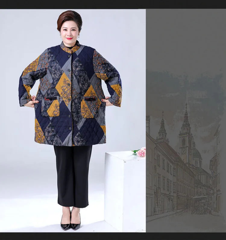 Lose Damen Herbst Winter Baumwollmantel mittleren Alters ältere Mutter dicke warme Jacke Oma Parkas 100 kg tragen 2XL-9XL
