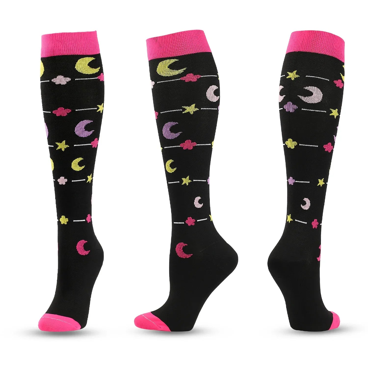 5 Paar Kompressionssocken für Damen, Wandern, Laufen, elastische Socken, Sportsocken, Flug, Schwangerschaft, geschwollene Krampfadern, Marathon-Socken