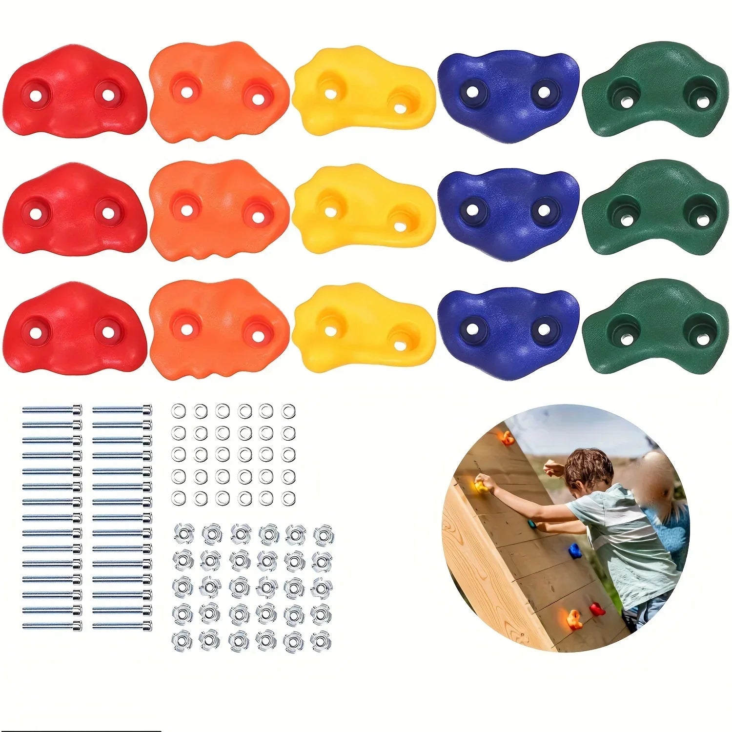 Kinder-Kletterwand-Steine DIY Klettergriffe für Kinder Bunte Plastik-Steine Langlebige Indoor-Outdoor-Spielplatzausrüstung
