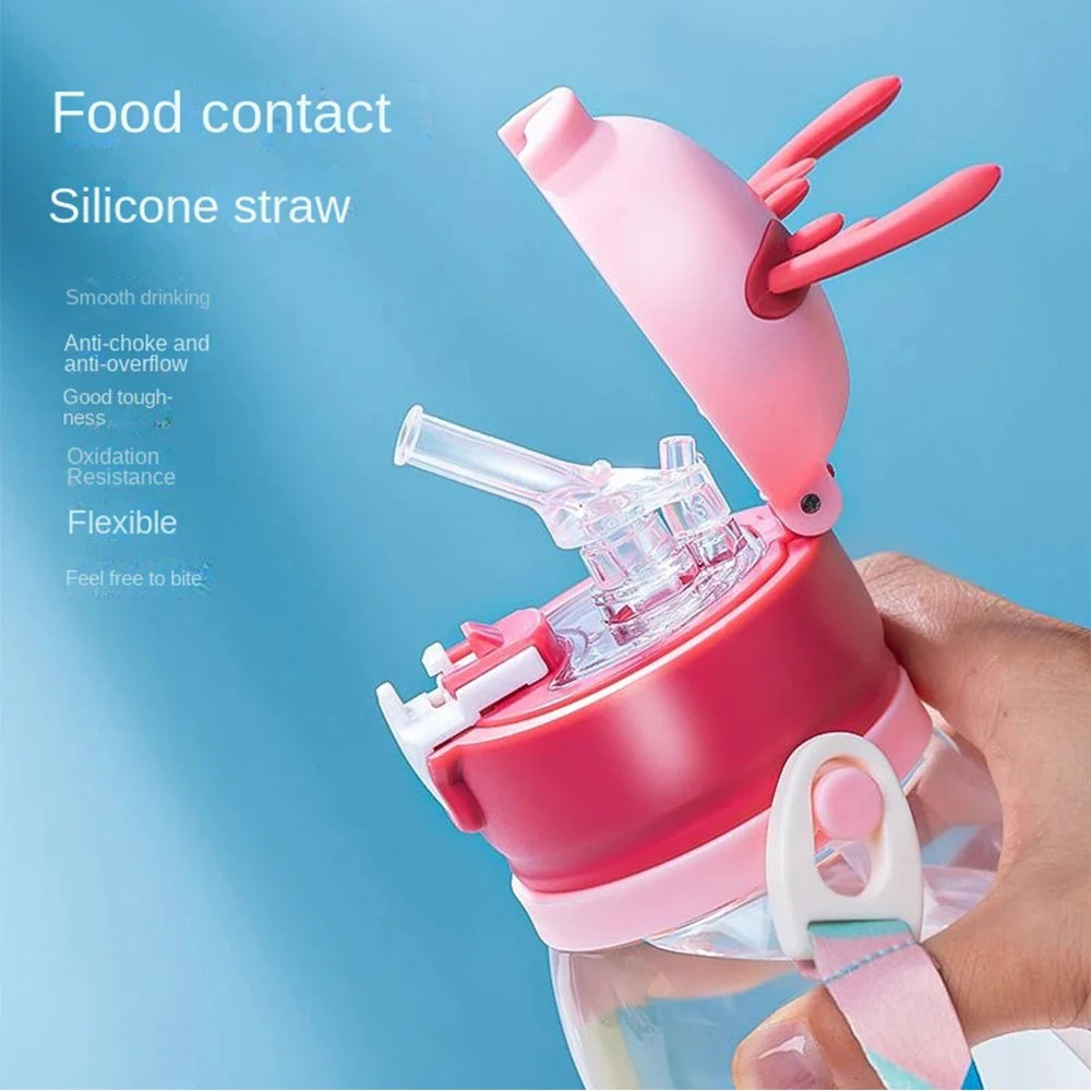 600 ml Geweih Kreative Cartoon Baby Fütterung Tassen Tragbare Kinder Sippy Tasse Auslaufsichere Wasser Flaschen kinder Drink