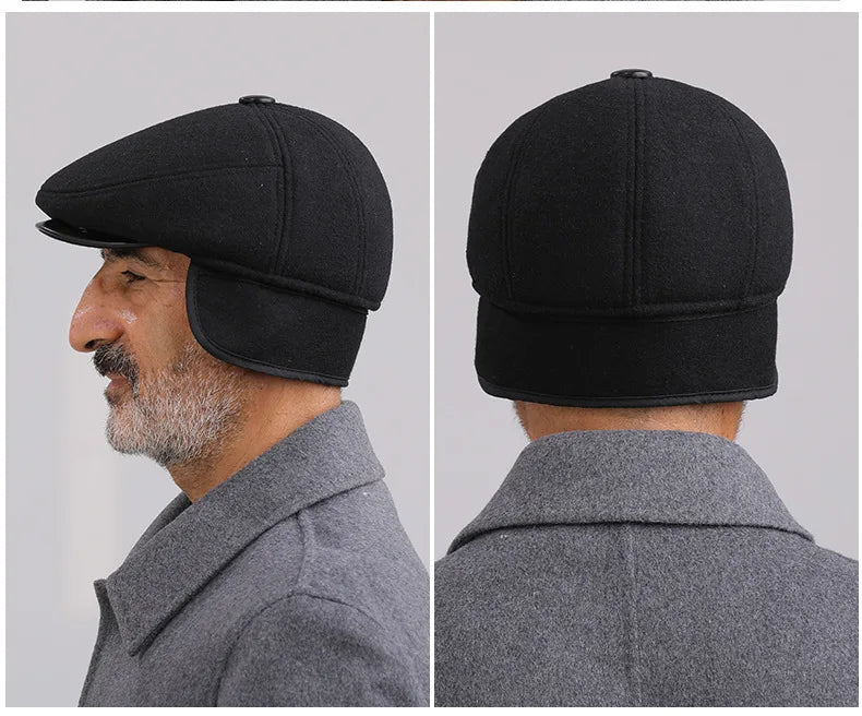 Hut für Männer Winter mittleren Alters ältere ältere Papa Mütze warmen Herbst Winter alten Opa Ente Zunge Hut Gehörschutz Hüte heiß