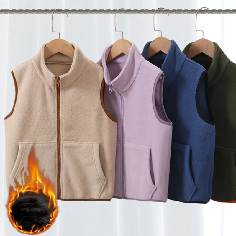 Kinder Polar Fleece Westen Herbst Winter dicke warme Teen Jungen Mädchen Tops Oberbekleidung lässig All-Match Kinder Westen 4-18 Jahre