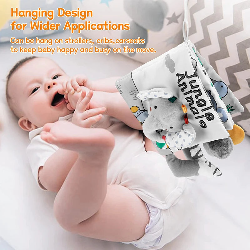 Weiche Babybücher, 3D-Touch-Feeling, kontrastreiches Stoffbuch, sensorisches frühes Lernen, Kinderwagenspielzeug für Kleinkinder, Geschenke von 0–12 Monaten