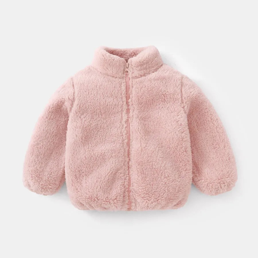 Einfarbig Mode Kinder Plüsch Mantel Herbst Winter Warme Baby Mädchen Junge Casual Jacke Mantel Kinder Kleidung Kleinkind Oberbekleidung