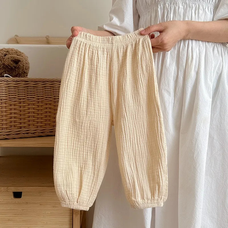 9m-6y Kinder Kleidung Sommer Dünne Einfarbig Anti Moskito Hosen Baby Jungen Und Mädchen Lose Beiläufige Hosen Einfache Mode pumphose