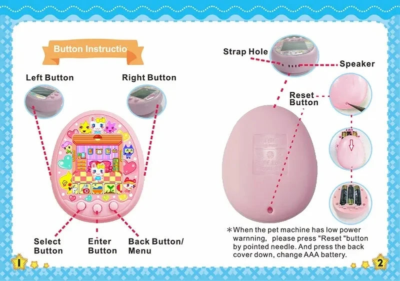 Tamagotchi Elektronisches virtuelles Haustier mit Farbbildschirm, Spieltasche, interaktives virtuelles Haustier, Dating-Spielmaschine, Kinderspiel, Spielzeug, Mädchen