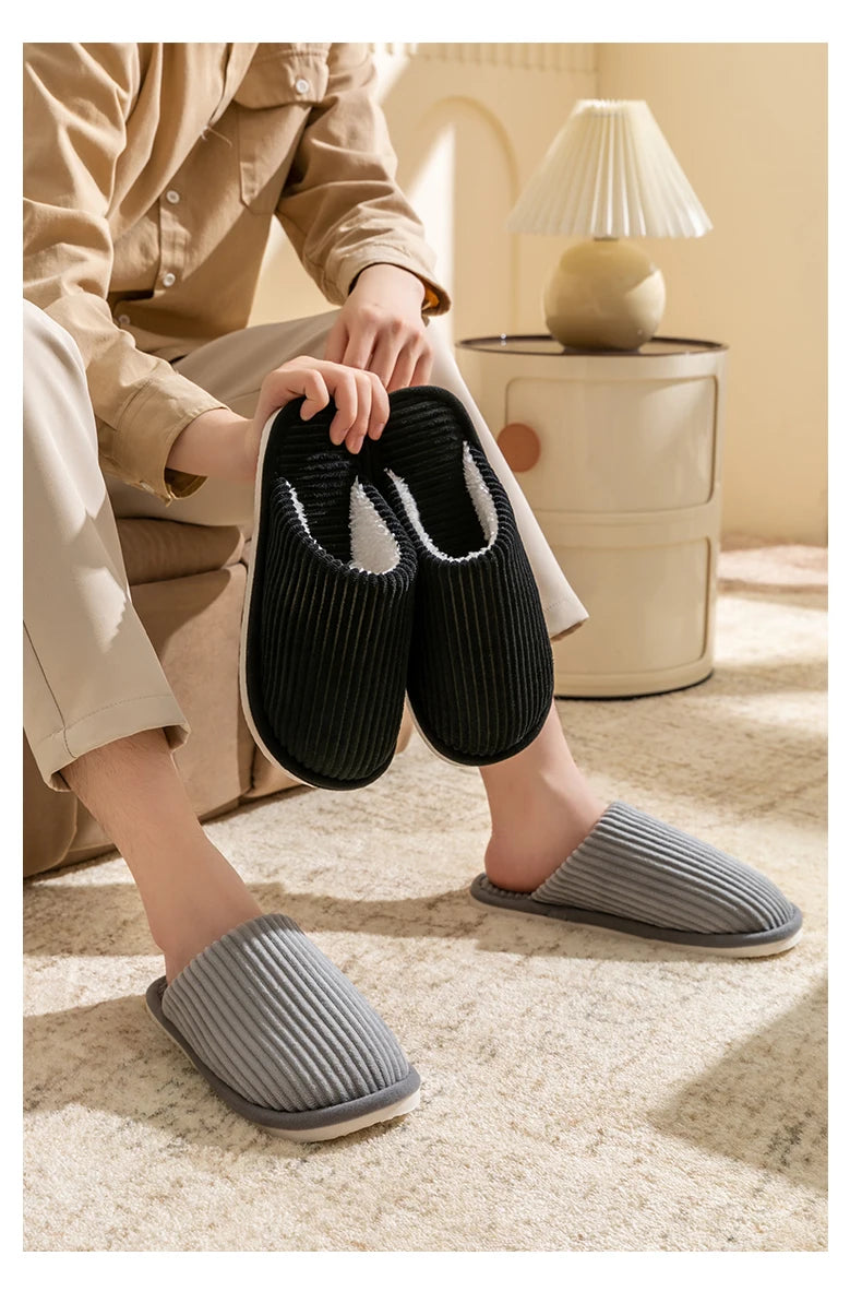 Winter warme Plüsch Herren Hausschuhe rutschfeste weiche Schuhe Komfort flache Ferse Indoor Schlafzimmer Paar Hausschuhe für Zuhause Schuhe im Herbst