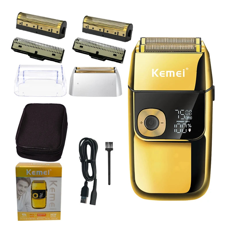 Kemei 2-in-1-Elektrorasierer für Männer, elektrischer Rasierer, wiederaufladbarer Bartrasierer, schwimmender Haarschneider, Gesichtspflege, Glatzenrasiermaschine