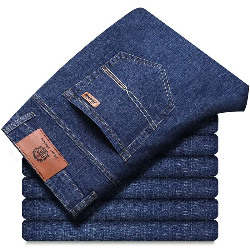 2026 Neue Business-Herrenjeans Lässige Gerade Stretch-Jeans Modische Klassische Blaue Schwarze Arbeits-Denim-Hose Herrenbekleidung