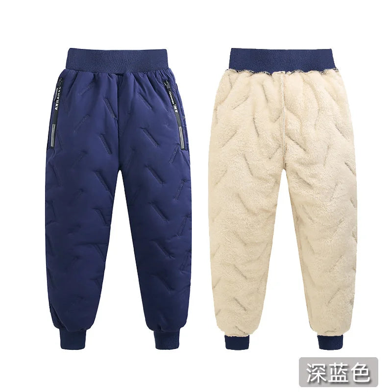 Winter Gepolsterte Hosen Kinder Dicke Plus Samt Warme Hosen Jungen Lamm Wolle Baumwolle Lange Hosen Herbst Kinder Casual Sport Hosen
