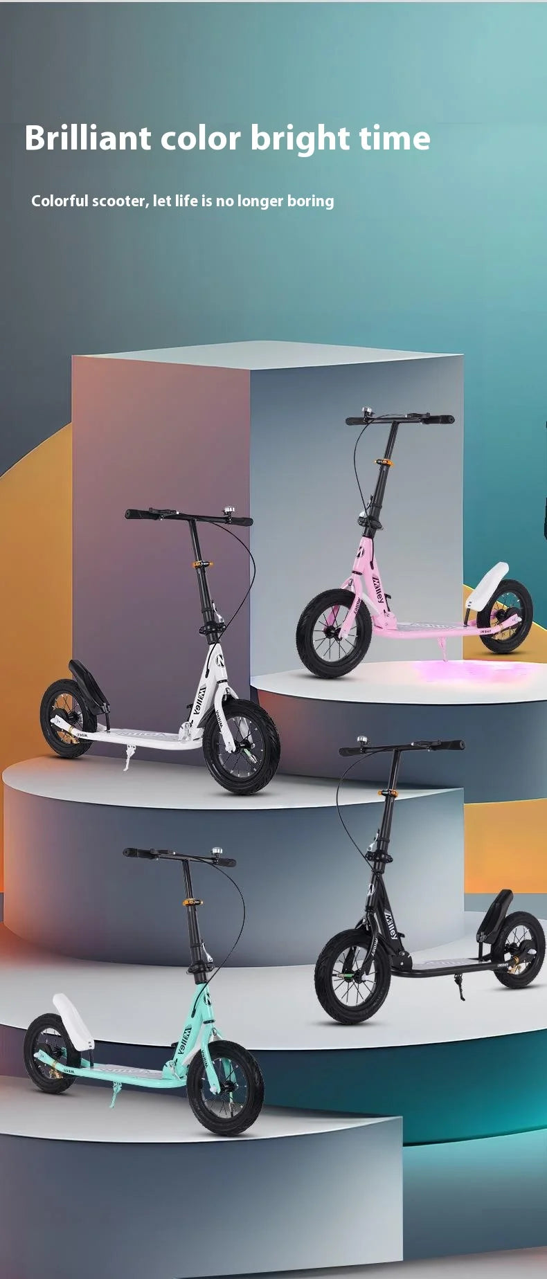 Handbremsroller für Erwachsene für Jugendliche zur Arbeit, großes Rad, zweirädriger, faltbarer Urban Campus-Mobilitätsroller, heiß neu