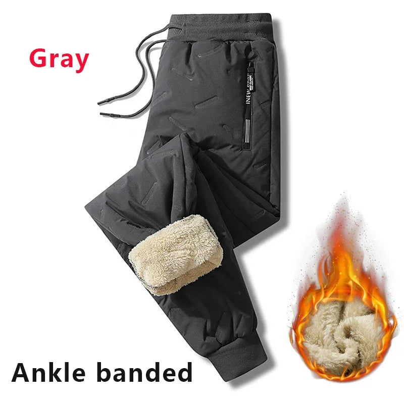 Winter Sweatwear Männer Plüsch Dicke Fleece Sweatpant Lammwolle Thermo Hosen Casual Hosen Wasserdicht Winddicht Warme Baumwolle Hosen
