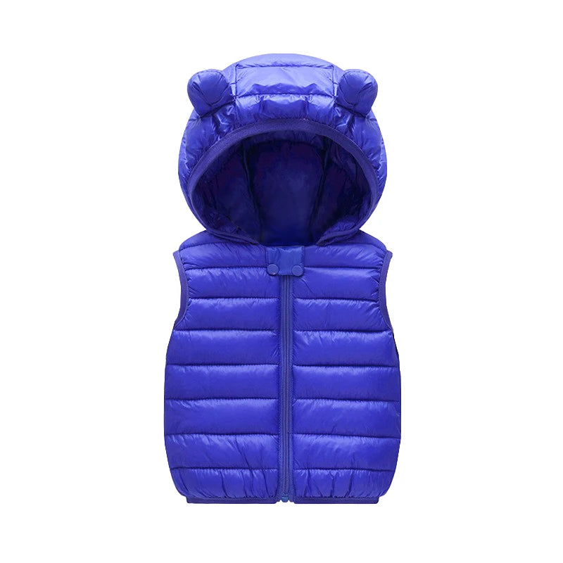 Neue Baby Jungen Mädchen Warme Daunenweste Herbst Winter Baumwolle Weste Mit Ohren Kinder Oberbekleidung Kinder Kleidung Kapuzenjacke Westen