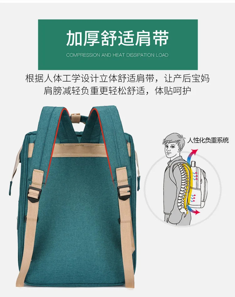 Mama Wickeltaschen Babybett Mutter Große Kapazität Windel Milchflasche Rucksäcke mit Wickelunterlage Praktische Baby-Stilltaschen Geschenk