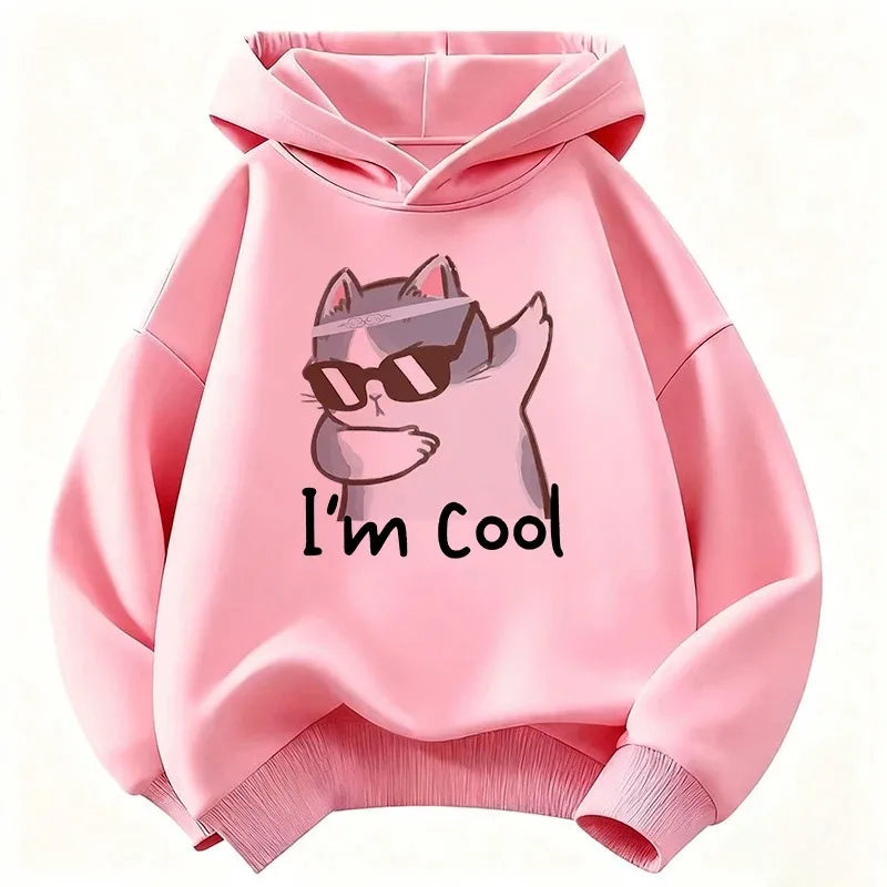 Cooler Katzen-Print Hoodie Unisex Herbst Winter Baumwoll-Sweatshirt Streetwear Mode-Oberteil 2026 Neuer Trendiger Grafik-Pullover für Jugendliche