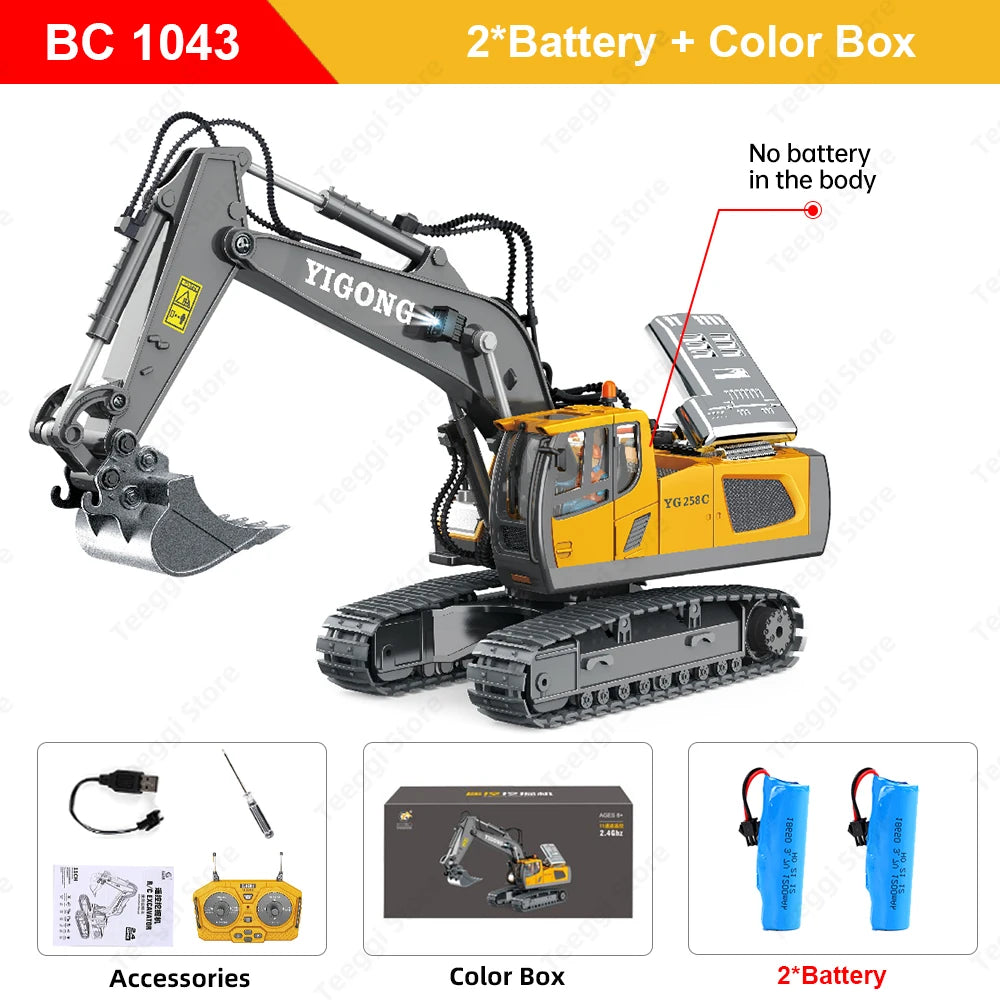 Teeggi 1:20 RC Bagger Auto Kinder Spielzeug 2,4G Fernbedienung Muldenkipper Auto Bulldozer Spielzeug Radio Elektroauto für Kinder Geschenk