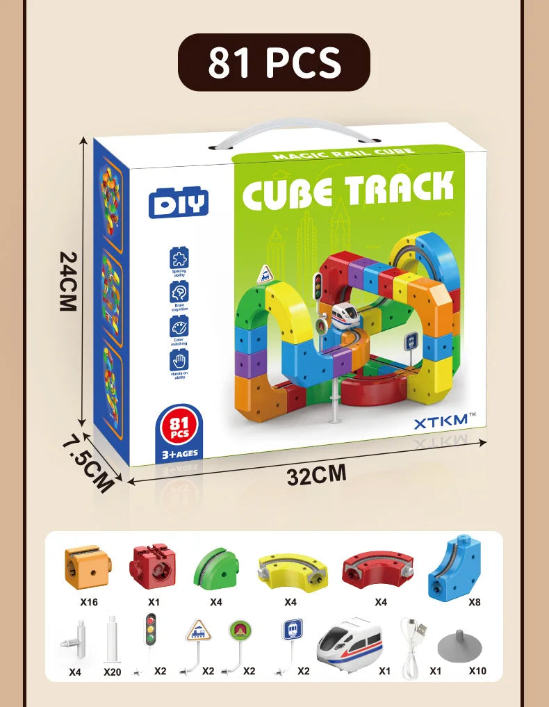 Kinder Magic Track Zug Elektrische Zusammengebaute Bausteine Magnetische Schiene Auto Labyrinth Pädagogisches Spielzeug für Kinder Weihnachten Geschenke