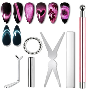 6-teiliges Cat-Eye-Nagel-Magnet-Werkzeug-Set, französische Tipps, Cat-Eye-Herz-Magnete, Nagel-Magnet-Stick, Cat-Eye-Gel-Nagellack, Magnete, Werkzeuge, Maniküre