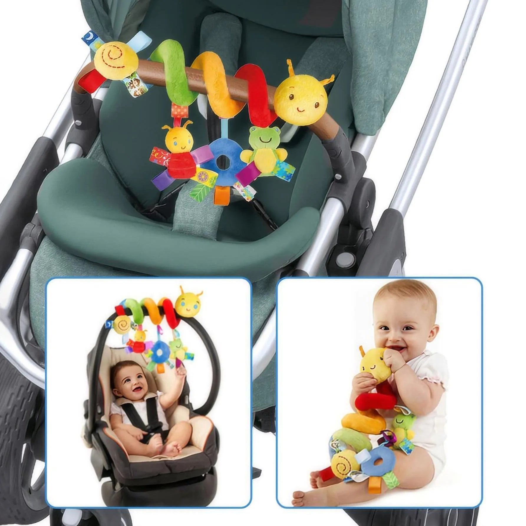 Autositzspielzeug für Babys, Spiral-Aktivitätsspielzeug, hängende Rassel, Plüschspielzeug zum Aufhängen am Kinderwagen, sensorisches Spielzeug für Neugeborene, Geschenk für Neugeborene