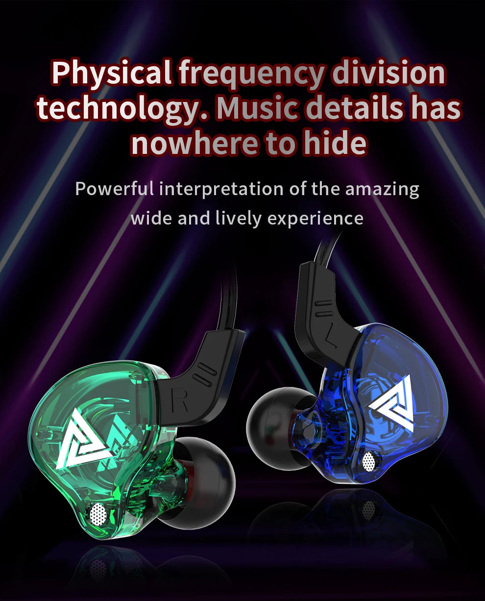Original QKZ AK6 In-Ear Headphones 6 Dynamic Driver Unit Earphones with Microphone Stereo Sports HiFi Subwoofer Headset Monitor Earbuds