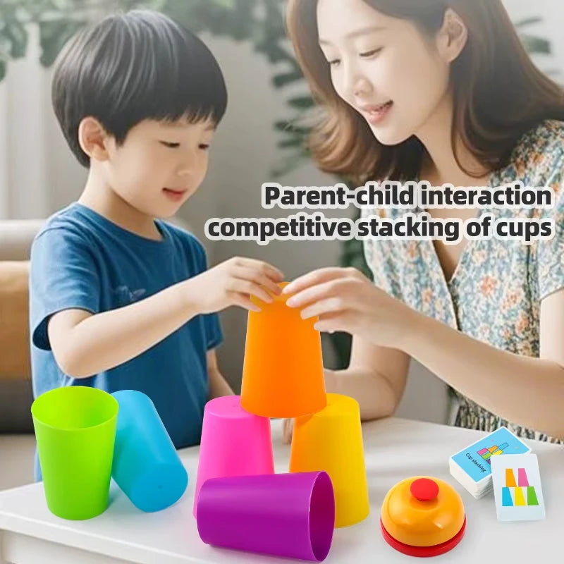 Montessori Spielzeug Mini Stapel Tasse Spiel Mit Karte Pädagogische Intellektuelle Aufklärung Farbe Erkenntnis Logik Training Kinder