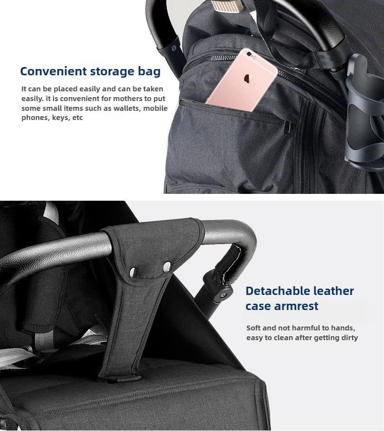 Kinderwagen für Neugeborene, leicht, faltbar, abnehmbar, sitzend und liegend, High-View-Baby-Doppelkinderwagen