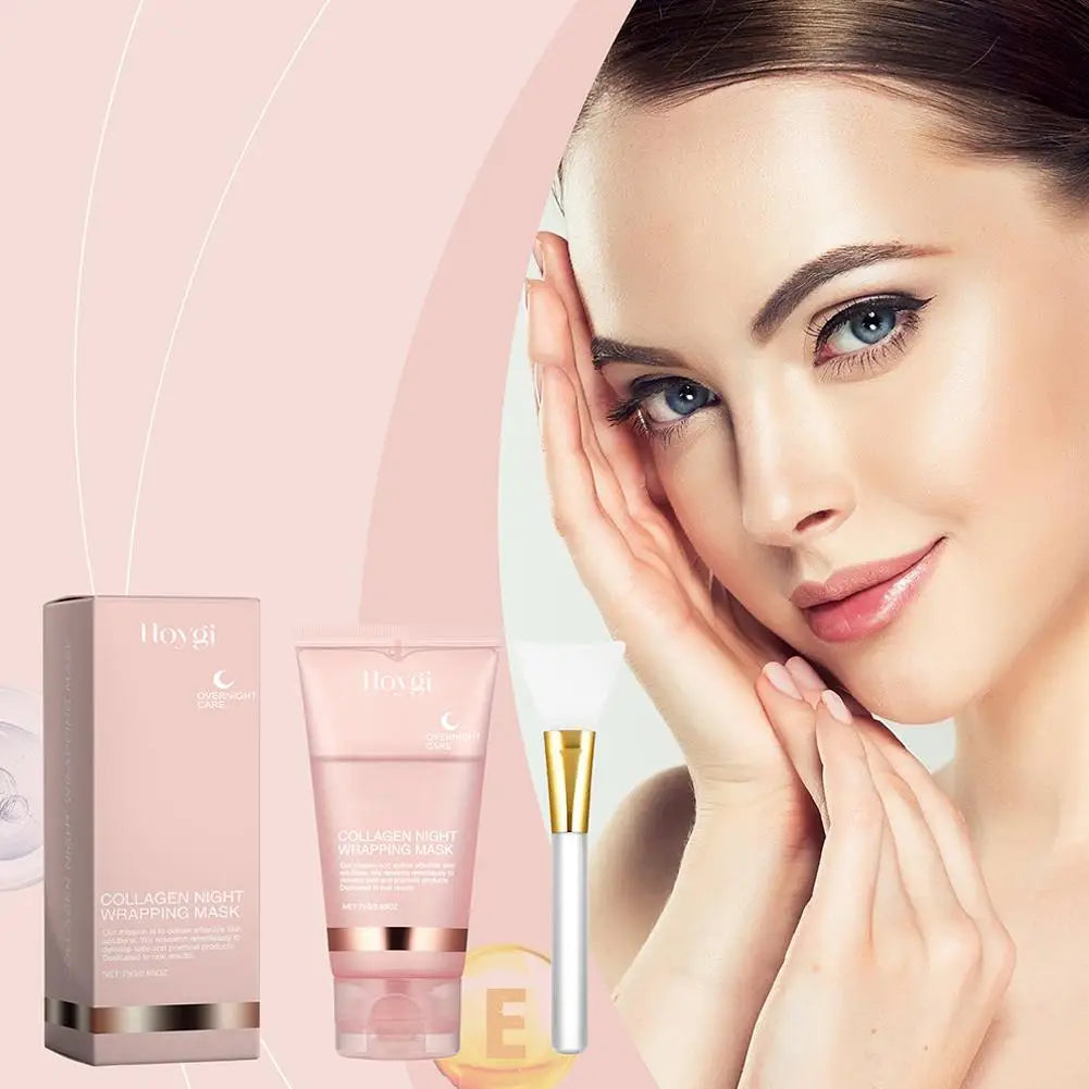 Collagen Overnight Wrapping Peel Off Gesichtsmaske, koreanische Collagen Night Wrapping Mask spendet tief Feuchtigkeit, Nachtpflegemaske, Creme, 75 ml