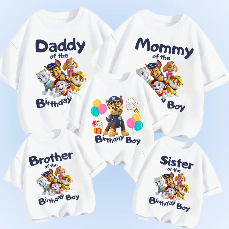 Paw Patrol Erwachsene Kinder Familie Geburtstag T-Shirts Cartoon Mama Papa Top T-Shirts Kurze Ärmel Sommerhemden Jungen Mädchen Frauen Männer Kleidung