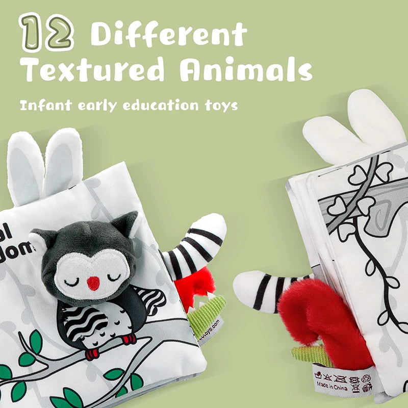Weiche Babybücher, 3D-Touch-Feeling, kontrastreiches Stoffbuch, sensorisches frühes Lernen, Kinderwagenspielzeug für Kleinkinder, Geschenke von 0–12 Monaten