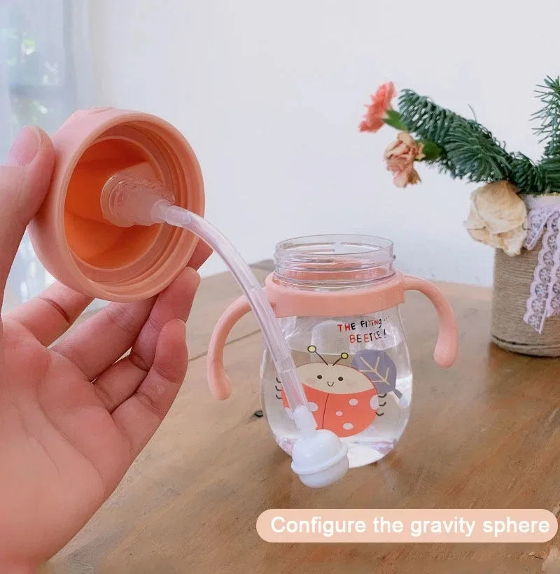 Baby Water Cup Straw Cute Anti-Choke Kindergarten Kids Water Cup with Gravity Ball Duckbill Cup Infant Drinking Cup