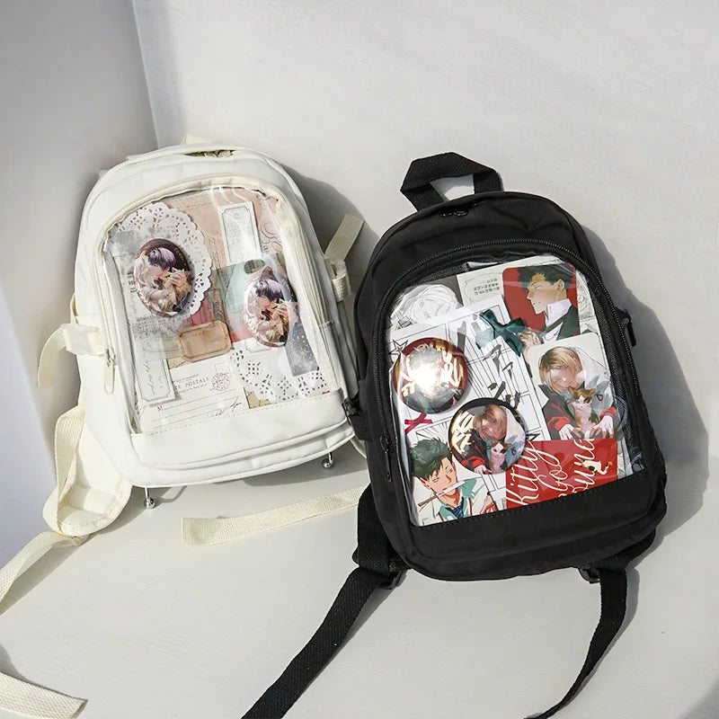 Y2K Nette Mini Rucksack Frauen Kawaii Ita Tasche Süße Mädchen Transparent Rucksack DIY Persönlichkeit Display Rucksack Lolita Schulter Tasche