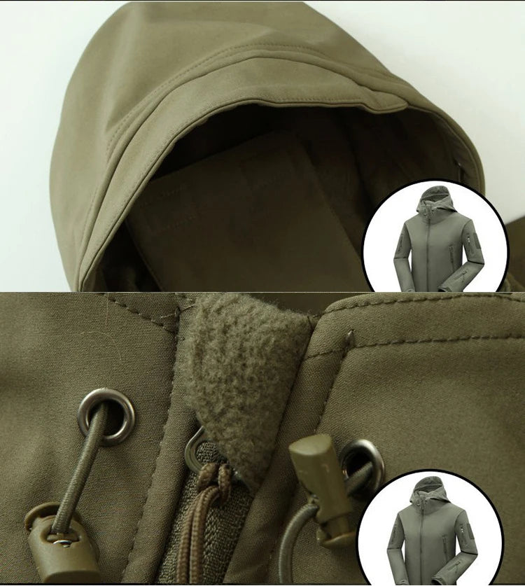 Männer Winter Herbst Warme Softshell Fleece Kapuze Cargo Jacken Camping Wandern Klettern Jagd Angeln Outdoor Winddicht M-5XL