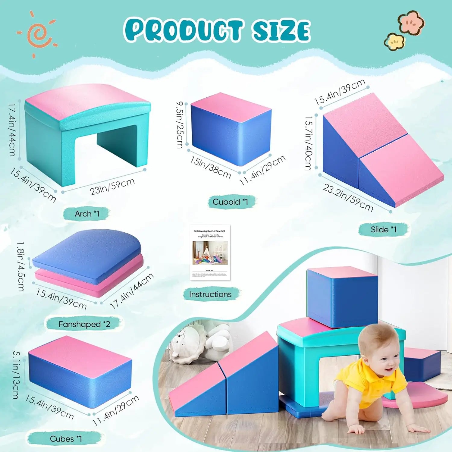 Softplay-Explorer-Set Schaumstoffblöcke Ausrüstung Softzone-Formen Kletteraktivitätsspielzeug für Kleinkinder Kinder Indoor-Spielplatz-Set