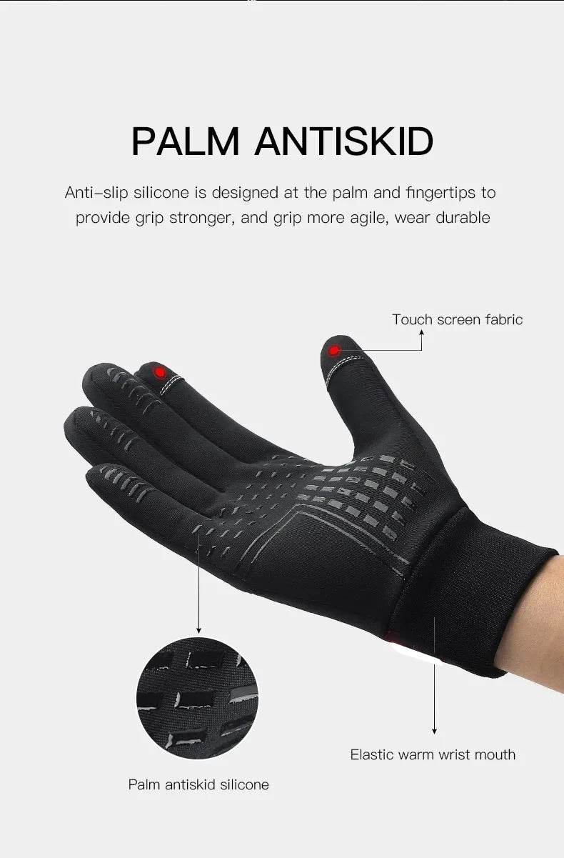Herbst Winter Outdoor Radfahren Handschuhe Gym Fitness Sport Laufen Warm Touch Screen Rutschfeste Handschuhe Motorrad Handschuhe Männer Schwarz