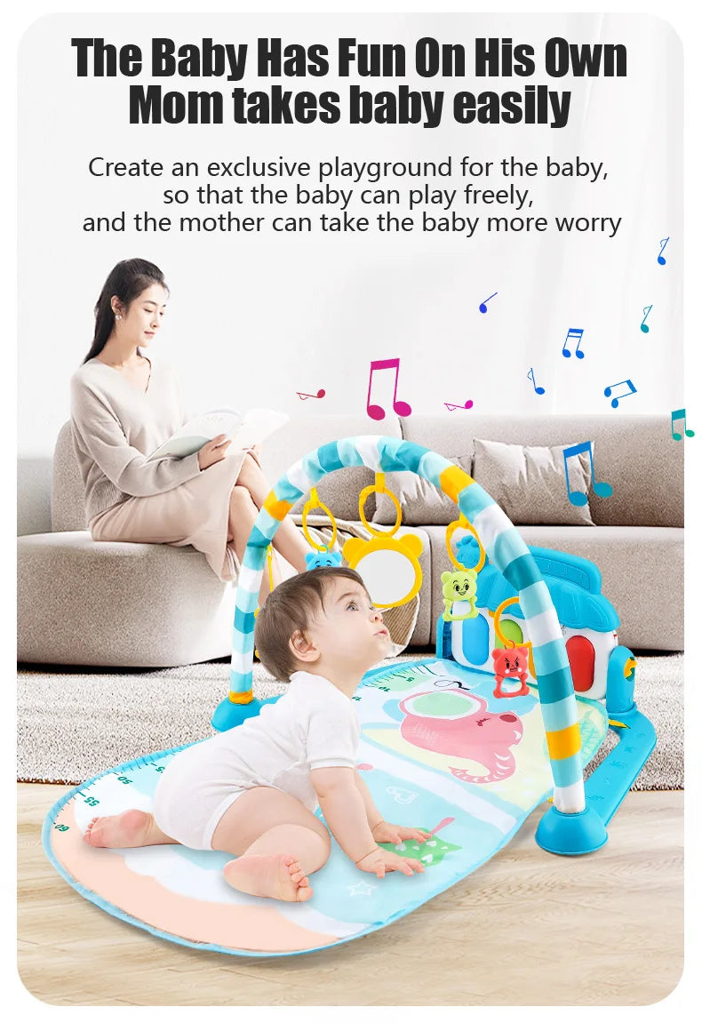 Baby Fitness Stand Music Play Gym Activity Toy Newborn Piano Crawling Blanket Pedal Play Pad Early Education 0-36 Months Gifts