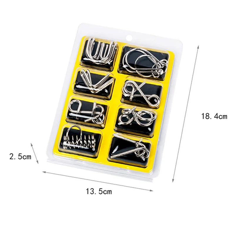 8 Teile/satz Metall Montessori Puzzle Draht IQ Geist Gehirn Teaser Puzzles Erwachsene Interaktive Spiel Reliever Pädagogisches Spielzeug