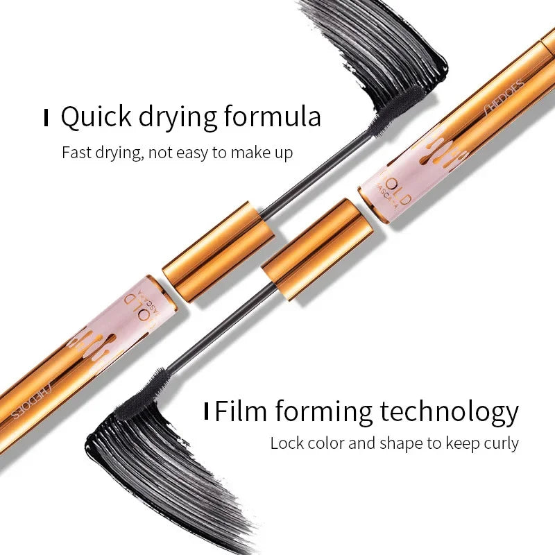 3D Mascara Verlängerung Schwarz Wimpern Wimpern Verlängerung Wimpern Pinsel Schönheit Make-Up Langlebige Gold Farbe Mascara