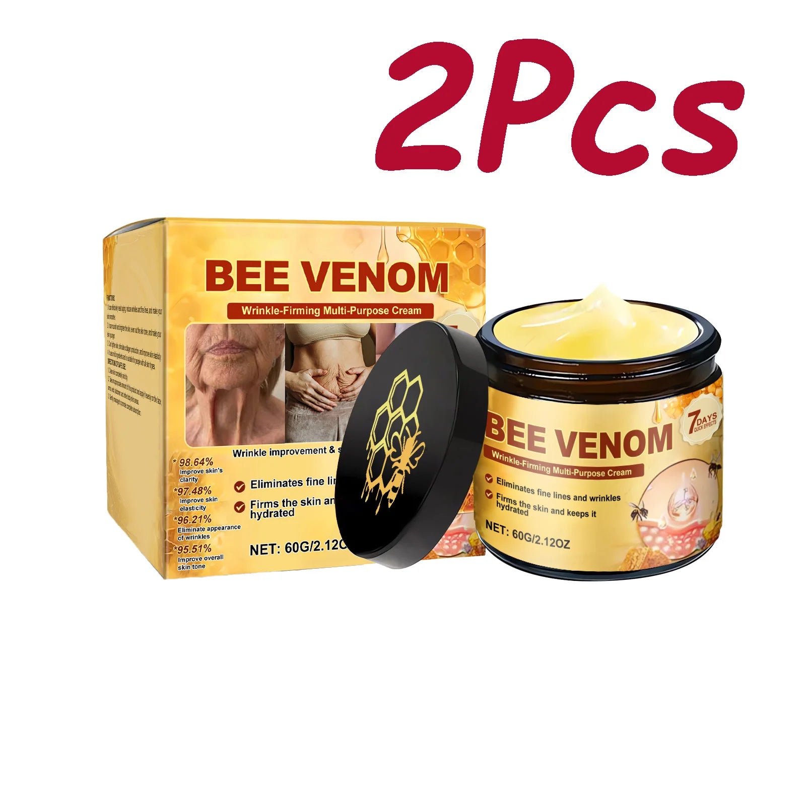 Bee Venom Straffende Creme für schlaffe Haut, Lifting, Straffung, Anti-Falten, Verblassen feiner Linien, feuchtigkeitsspendende Multi-Action-Körpercreme